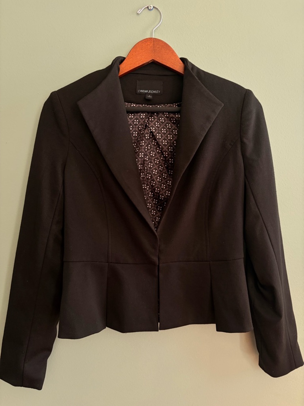 Cynthia Rowley Size Small Black Pleated Blazer